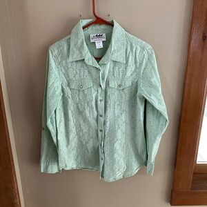 Back in the saddle, women's small green western shirt